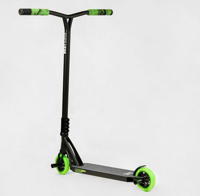 Самокат трюковой парковый подростковый Best Scooter Fear колёса 115 мм чёрно-зелёный