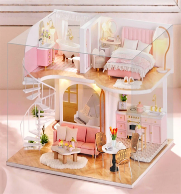Румбокс 3D деревянный кукольный домик двухэтажный с мебелью Country Loft DIY