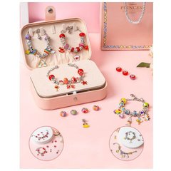 Набір прикрас для дівчінки у шкатулці  12 основ браслетів, шарми