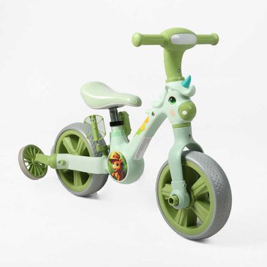 Дитячий велосипед біговел 2 в 1 Best Trike JM-0711-6 колеса 10" знімні педалі та додаткові колеса зелений
