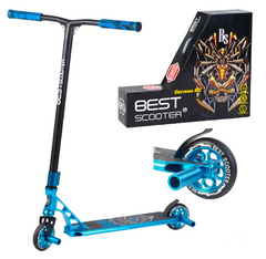 Самокат для трюков с пегами синий от 7-8 лет, HIC-система, колеса 11 см, Best Scooter