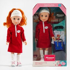 Кукла с рыжими волосами в красном платье 100 фраз на украинском языке, аксессуары, высота 44 см