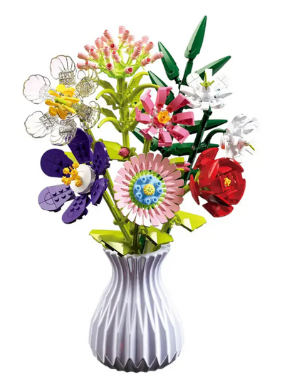 Конструктор ваза з квітами 730 деталей 8 квіток Flowers Building