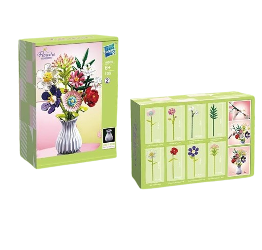 Конструктор ваза з квітами 730 деталей 8 квіток Flowers Building