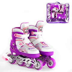 Ролики дитячі розсувні (розмір 30-33, колеса PU, переднє зі світлом, d – 6,5 см) Best Roller, фіолетові