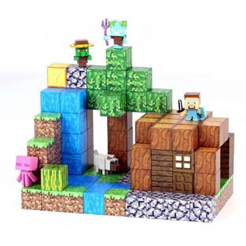 Магнітний конструктор Minecraft будинок біля водоспада 106 магнітних блоков з фігурками Dream World LZCK 062