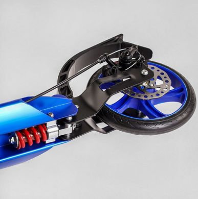 Самокат двоколісний підлітковий з ручним дисковим гальмом 200 мм 2 амортизатора Best Scooter Factor Синій