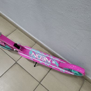 Cамокат дитячий двоколісний Skyper Neon N-21206 колеса 200 мм, ручне гальмо, рожевий з бірюзовим