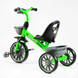 Дитячий триколісний велосипед зелений Best Trike, музичний, колеса піна EVA, фара, 2 кошики