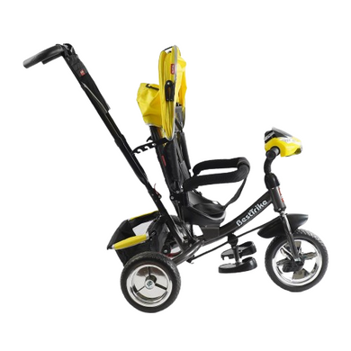 Велосипед с родительской ручкой детский Best Trike, пена колеса, музыкальная фара с USB, желтый