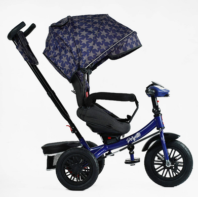 Триколісний велосипед музичний з батьківською ручкою Best Trike "Perfetto" USB Bluetooth синій