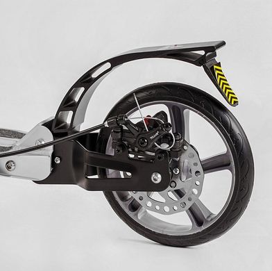 Самокат двоколісний підлітковий з ручним дисковим гальмом колеса 200 мм 2 амортизатори Best Scooter Factor Сріблястий