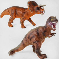 Игрушка великий Динозавр музыкальный резиновый, Тиранозавр, Трицератопс, мягкий, на батарейках, 58х16х30см, 2 вида