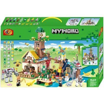 Конструктор Майнкрафт 1402 деталі будиночок з млином біля річки My World