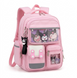 Рюкзак школьный девочке Hello Kitty Kuromi (ортопедическая спинка, брелок, 6 значков) розовый