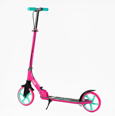 Самокат дитячий двоколісний з ручним гальмом колеса 200 мм Best Scooter Flash Рожевий