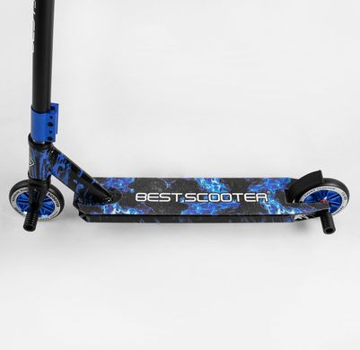 Самокат трюковий Синій Вогонь з Пегами HIC-система Best Scooter 74609, алюмінієвий диск, колеса 11 см, зігнутий руль