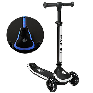 Самокат трехколесный детский Kick`n`roll (колеса PU 125мм, подсветка платформы, колес, руля) X2P-004 черный