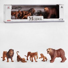 Ігровий набір Дикі тварини, 5 фігурок (лев, тигри, ведмідь)