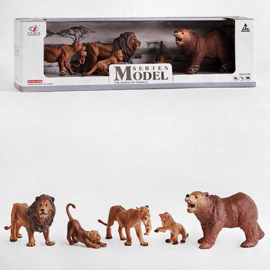 Ігровий набір Дикі тварини, 5 фігурок (лев, тигри, ведмідь)