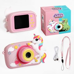Дитячий фотоапарат відеокамера «Єдиноріг» з іграми, фото, відео, рожевий