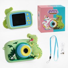 Дитячий фотоапарат "Динозаврик" HD камера, у силіконовому чохлі, з іграми, зелений