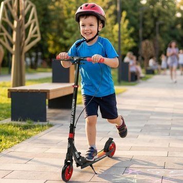 Самокат двухколесный Best Scooter Rio с ручными тормозом, колеса PU 145 мм, складной, R-80960 черный