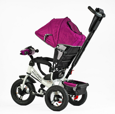 Велосипед дитячий триколісний з батьківською ручкою Best Trike надувні колеса Фіолетовий