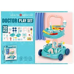 Набор врача игровой голубая стойка на колесах, стетоскоп, аксессуары