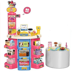 Ігровий дитячий набір супермаркет солодощів, 62 елементи, полиці, продукти, наліпки, імітація каси