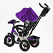 Велосипед триколісний дитячий з батьківською ручкою Best Trike фара с usb Фіолетовий