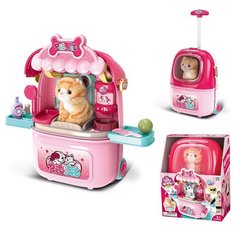 Игровой набор Котенок в розовом чемоданчике с аксессуарами по уходу за животным