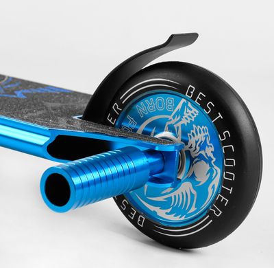 Самокат трюковий Синій з Черепом Пеги HIC-система колеса 110 мм, прямий руль Best Scooter