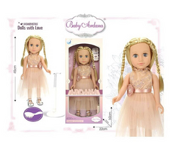Кукла с длинными золотистыми волосами, персиковое платье, расческа, высота 45 см