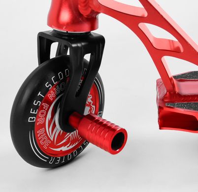 Самокат трюковий Червоний з Черепом Пеги HIC-система Best Scooter, колеса 110 мм, анодоване фарбування