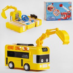 Музыкальный автобус со световыми и звуковыми эффектами, имитация вождения, съемный ковш, Жёлтый
