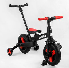 Детский велосипед трансформер 3 в 1 Best Trike Черно-красный, колеса PU 10'', родительская ручка