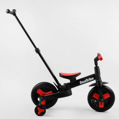 Дитячий велосипед трансформер 3 в 1 Best Trike Чорно-червоний, колеса PU 10'', батьківська ручка