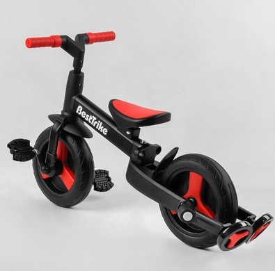 Дитячий велосипед трансформер 3 в 1 Best Trike Чорно-червоний, колеса PU 10'', батьківська ручка