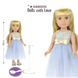Лялька блондинка з довгим волоссям, голуба сукня, гребінець, висота 45 см