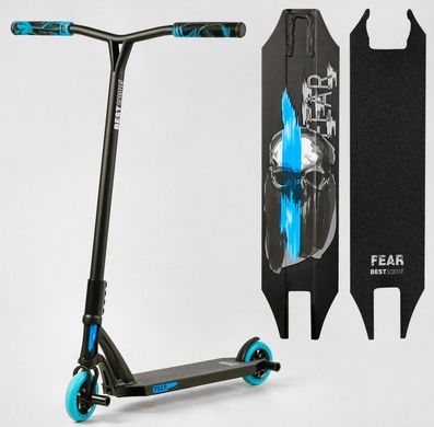 Самокат трюковой парковый для подростков Best Scooter Fear колёса 115 мм чёрно-синий
