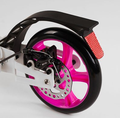 Самокат двоколісний Рожевий для дівчаток з ручним дисковим гальмом Skyper Genesis великі колеса PU 200мм, 2 амортизатори