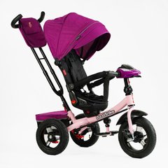 Дитячий трехколесный велосипед с родительской ручкой Best Trike надувные колеса фара с usb Фиолетовый