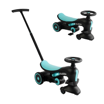Велосипед толокар с родительской ручкой Best Trike чорно-голубой, колеса полиуретан, материал рамы нейлон