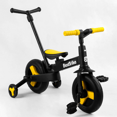 Детский велосипед трансформер 3 в 1 Best Trike Черно-жёлтый, колеса PU 10'', родительская ручка