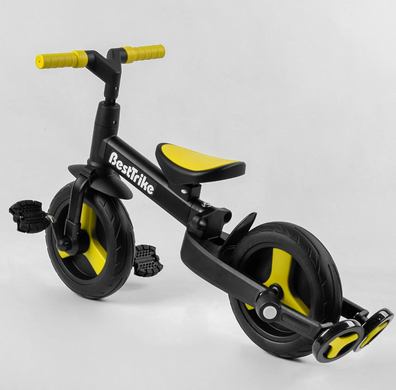 Дитячий велосипед трансформер 3 в 1 Best Trike Чорно-жовтий, колеса PU 10'', батьківська ручка