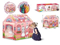 Детская палатка разрисовка Принцессы, розовый, в комплекте 12 фломастеров