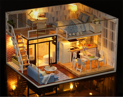Румбокс 3D конструктор дерев'яний будинок мініатюрний двоповерховий з меблями Country Loft DIY