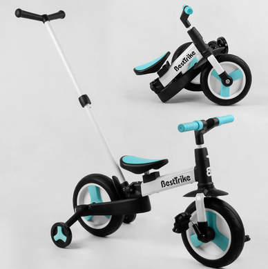 Дитячий велосипед трансформер 3 в 1 Best Trike Блакитний, велобіг, батьківська ручка, складний