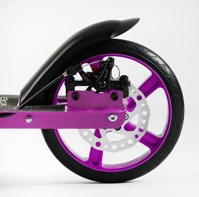Самокат двоколісний з ручним дисковим гальмом для дівчинки Skyper Unic колеса 200 мм Фіолетовий